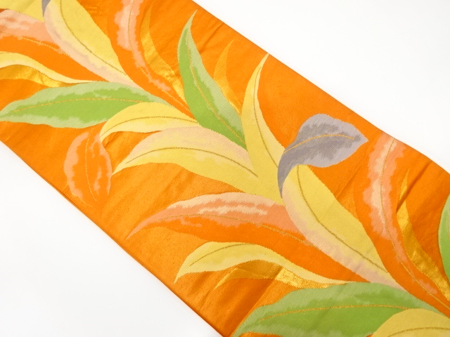 JAPANESE KIMONO / ANTIQUE FUKURO OBI / SILK / WOVEN PLANTS